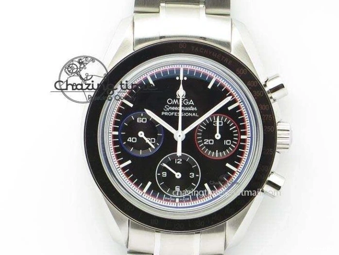 0510 Speedmaster MoonWatch  Apollo 16 Black Dial On SS Bracelet Supportive 8231